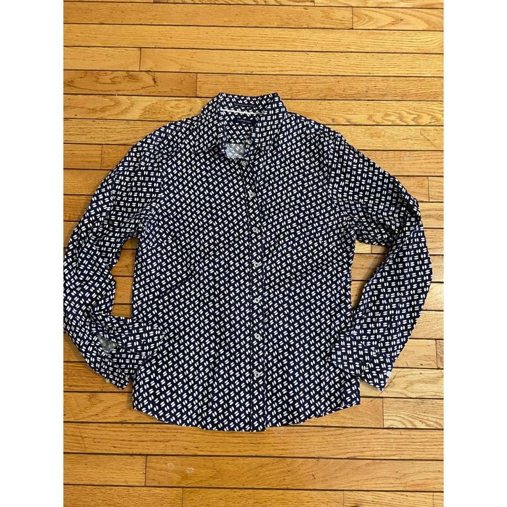 Lands End button down Men Shirt Blue and white Size Small